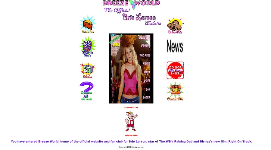 Brie Larson, Website, 2002